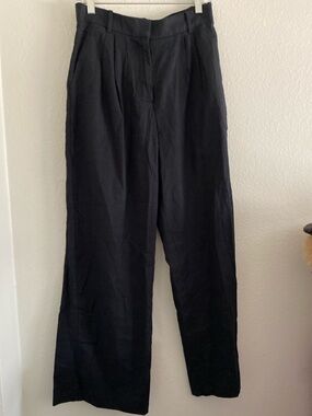 Abercrombie Fitch Pants Wide Leg Black Linen Blend 29/8R